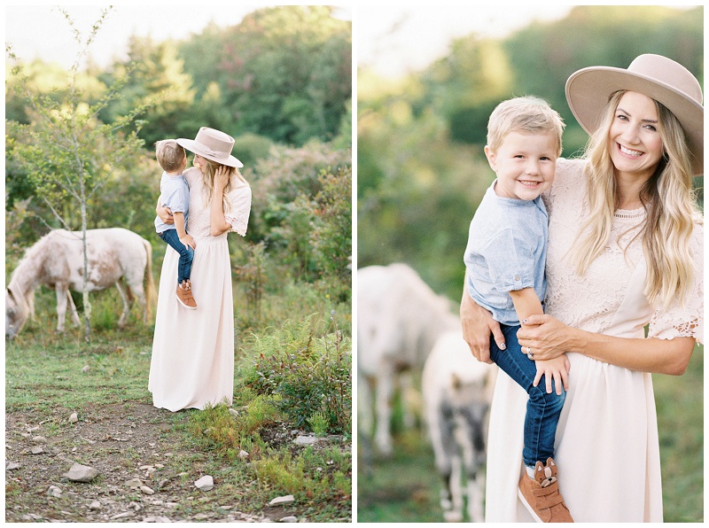 Abingdon VA family photographer capturing candid moments with wild ponies
