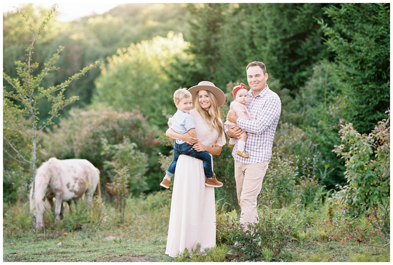 Family session at Grayson Highlands State Park with wild ponies in Virginia