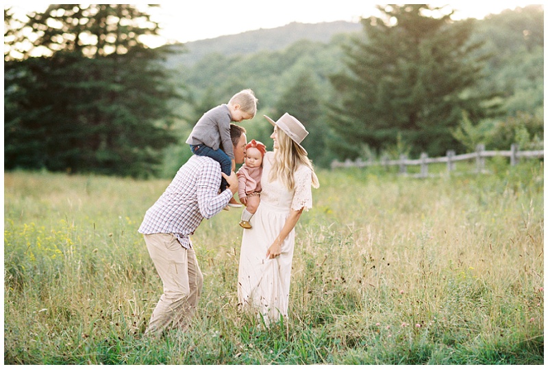 Family session with baby wild pony in Grayson Highlands Virginia