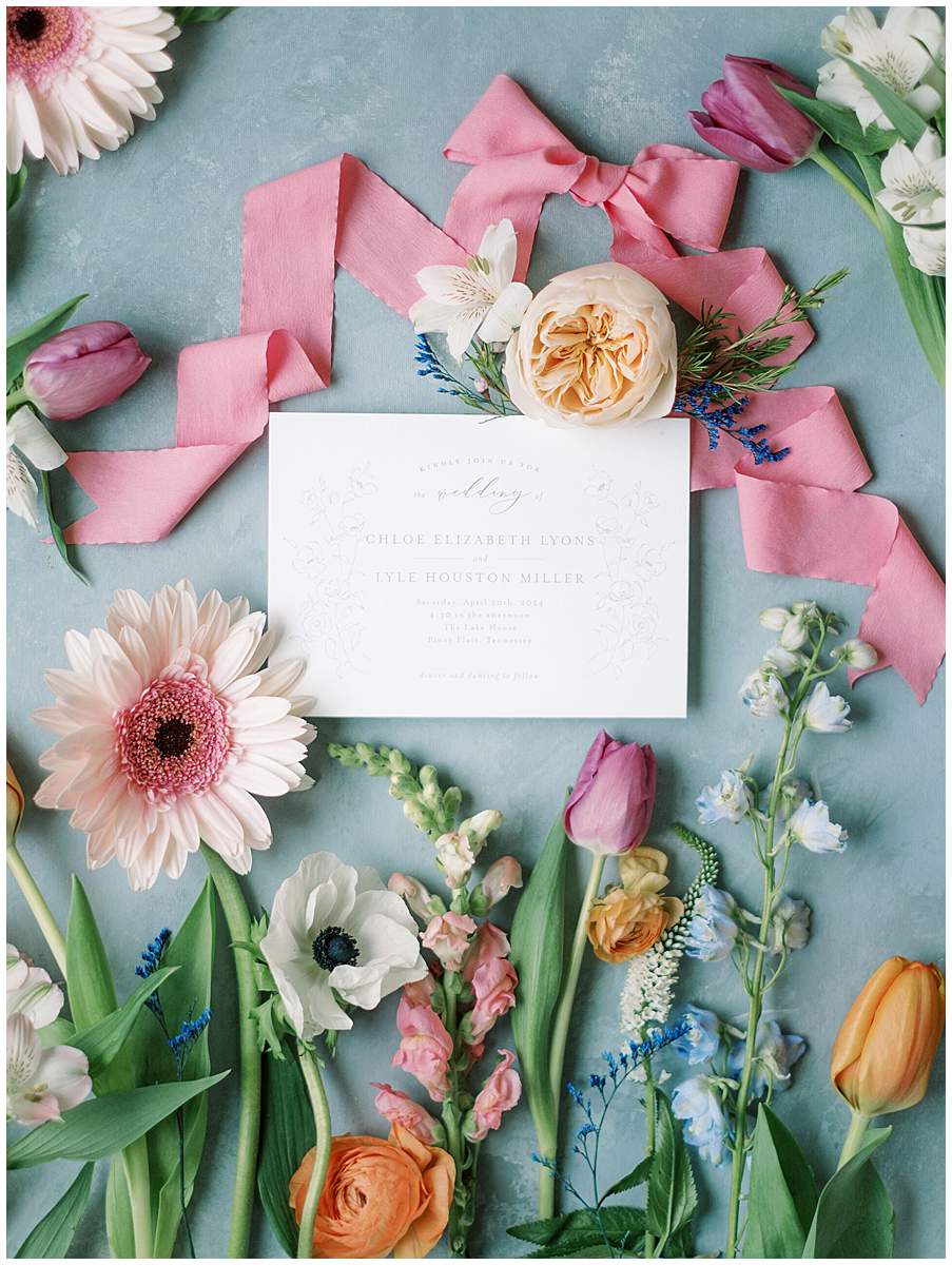 bridal details flat lay at Lake House wedding venue Boone Lake
