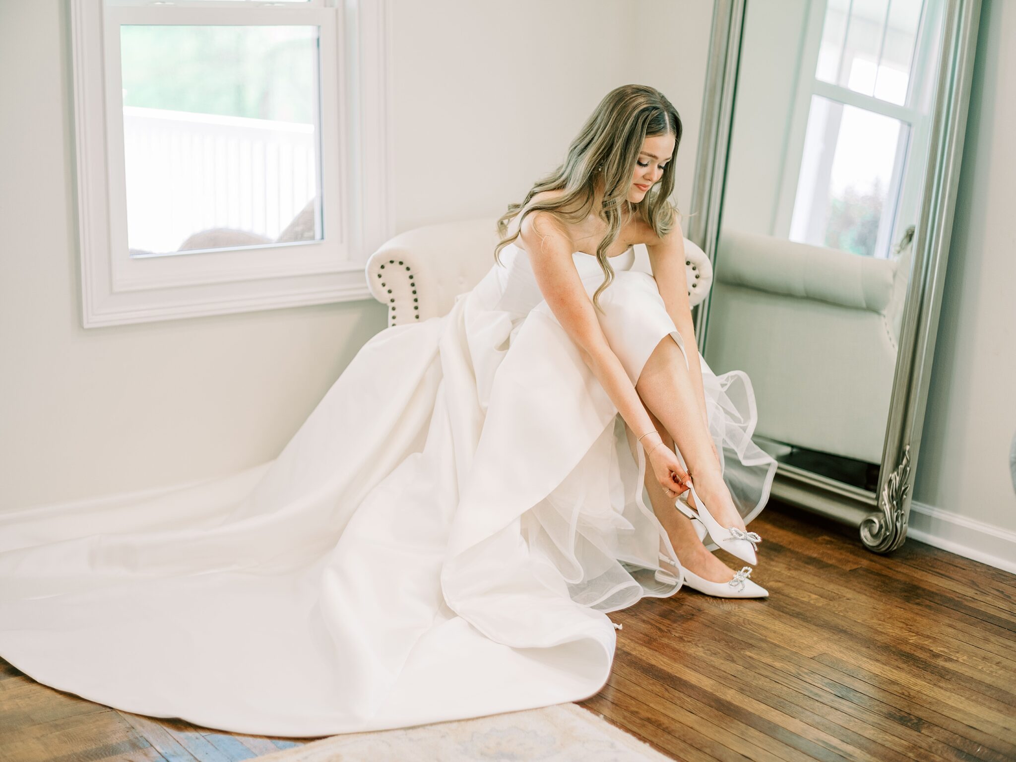 elegant bridal details in window light Lake House wedding venue TN