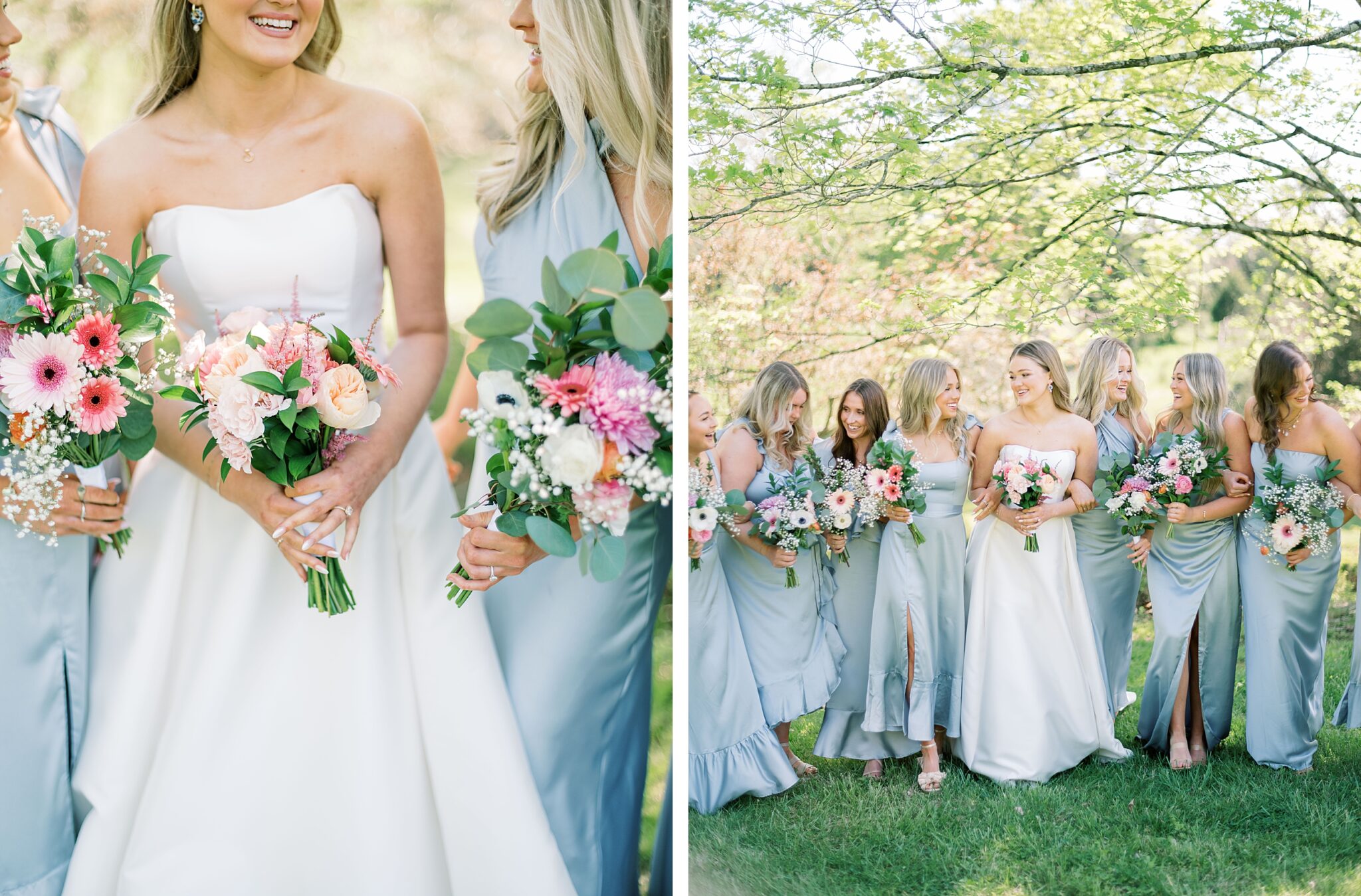 bridesmaids in matching dresses at Lake House wedding venue