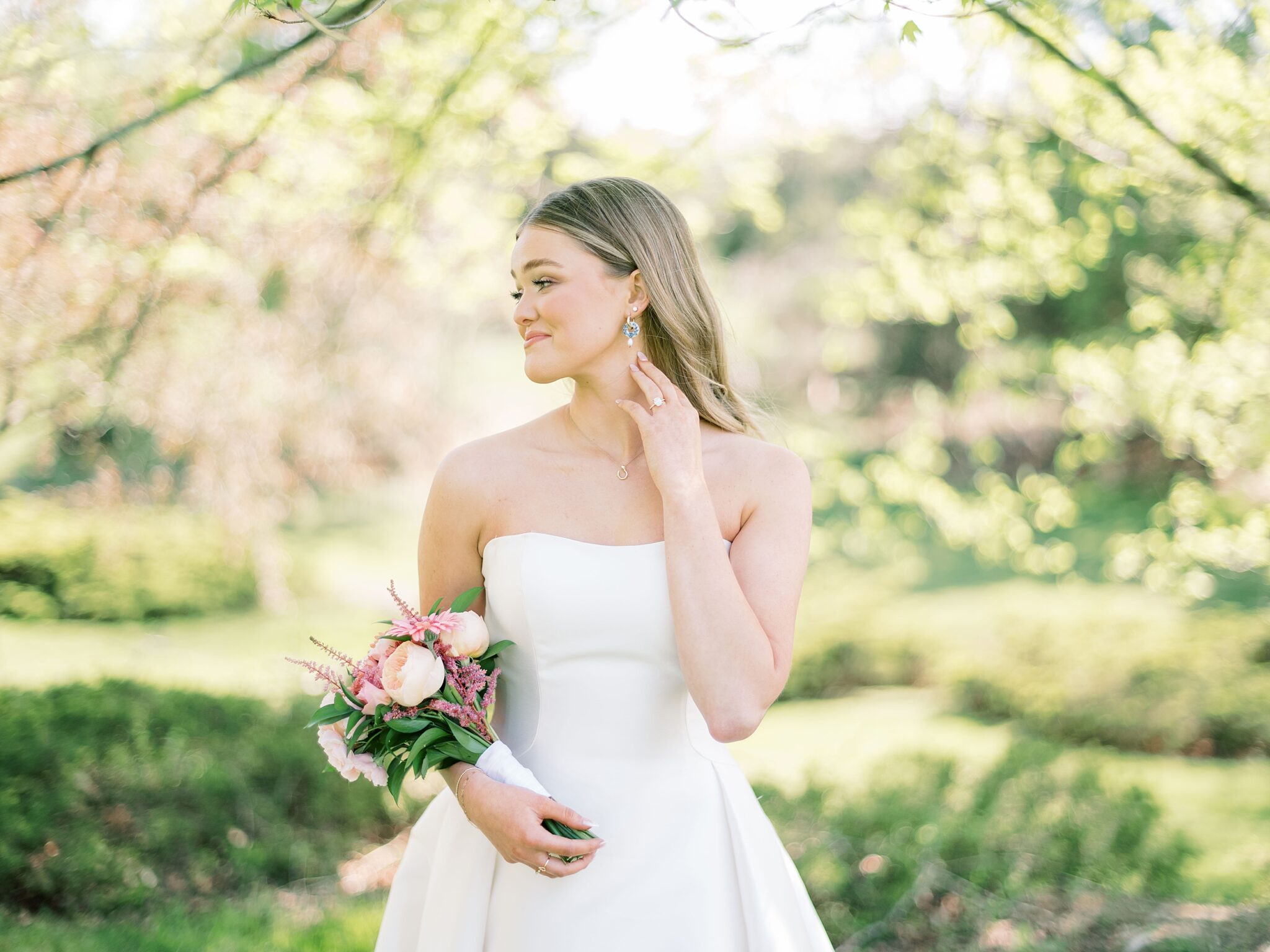 bride portrait during golden hour Lake House wedding venue TN