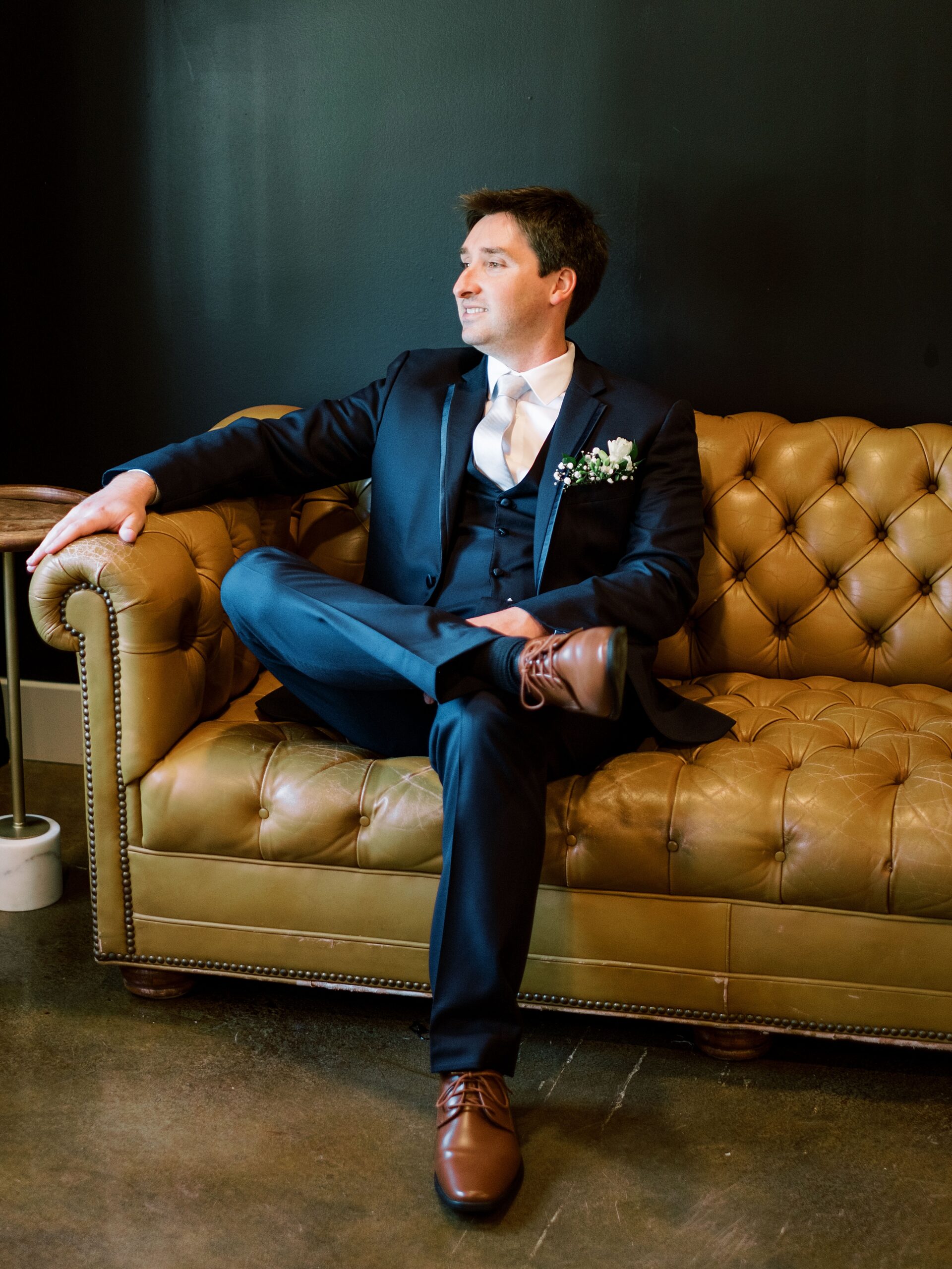 groom portrait at Lake House wedding venue Piney Flats TN