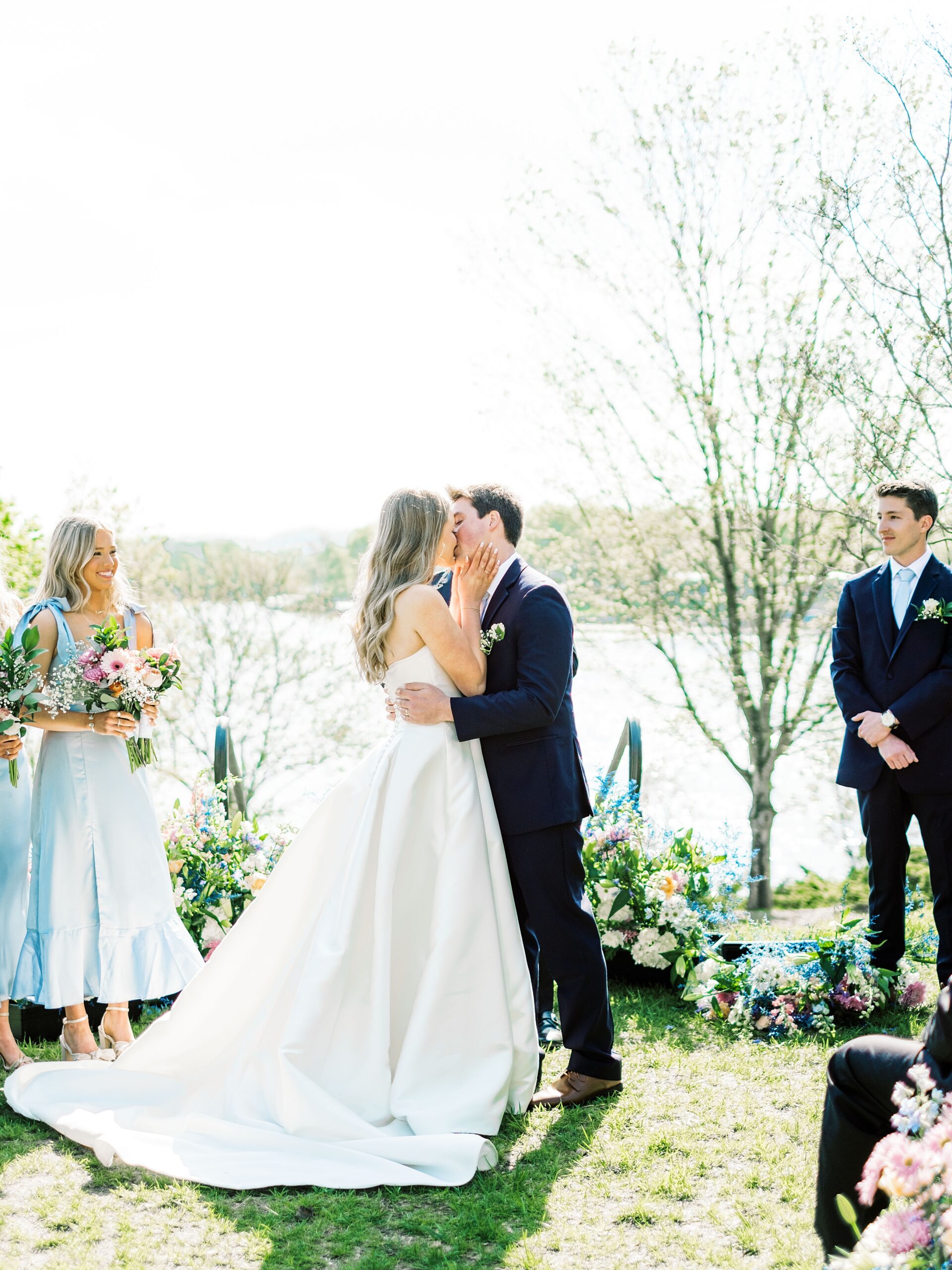 romantic ceremony moment at Lake House wedding venue Boone Lake