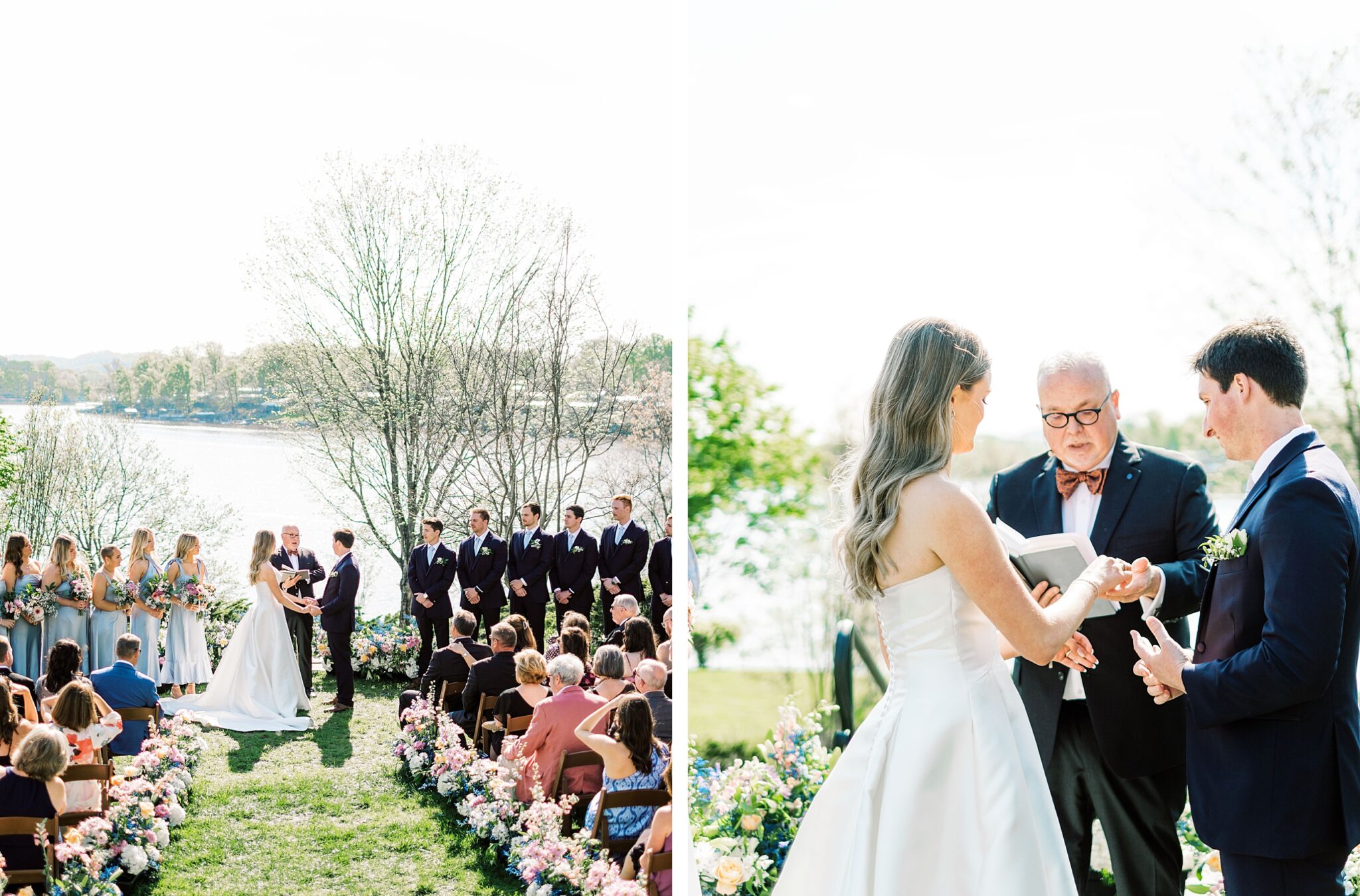exchanging vows at Lake House wedding venue Tennessee