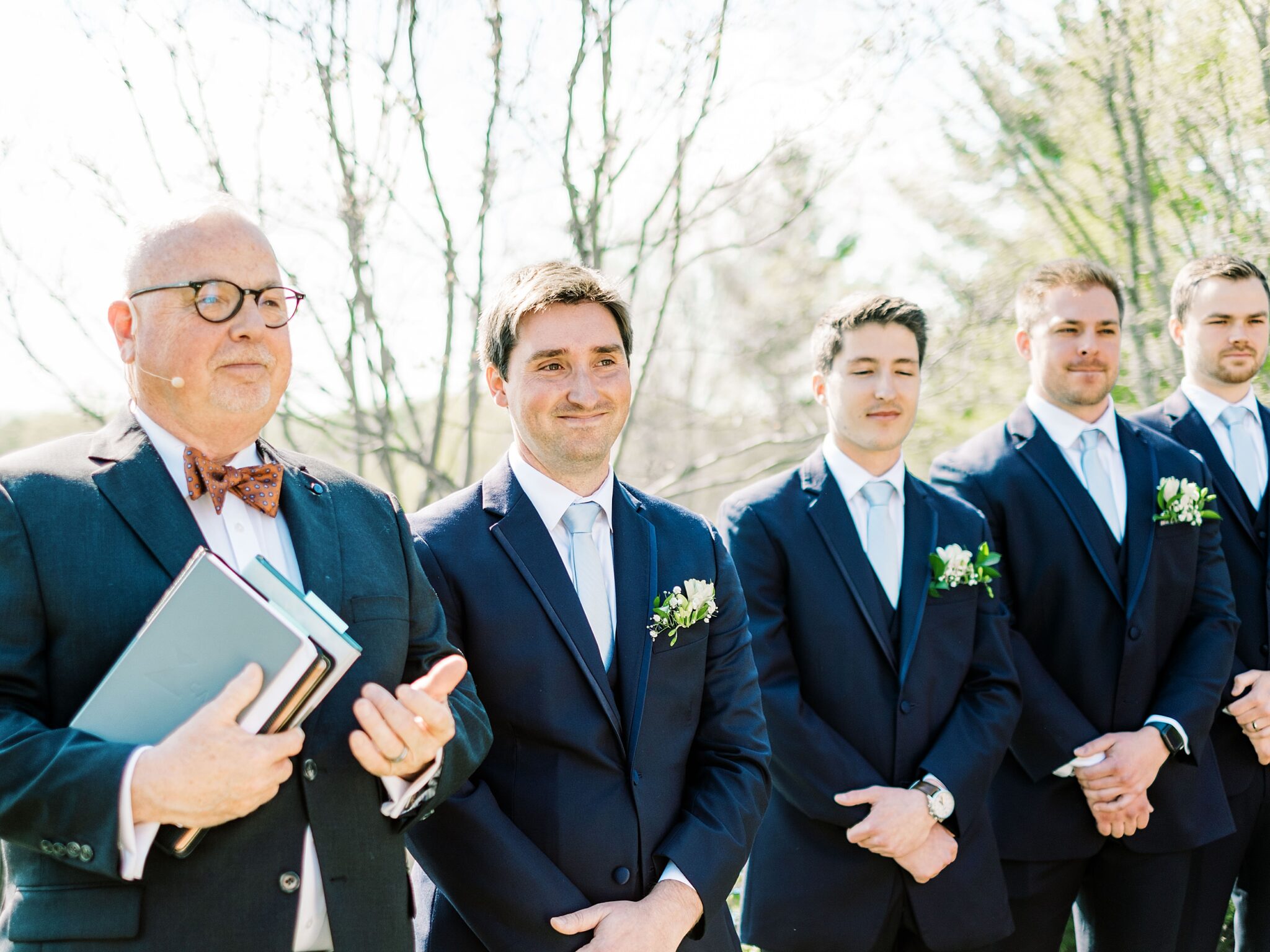 groom waiting at altar Lake House wedding venue Boone Lake
