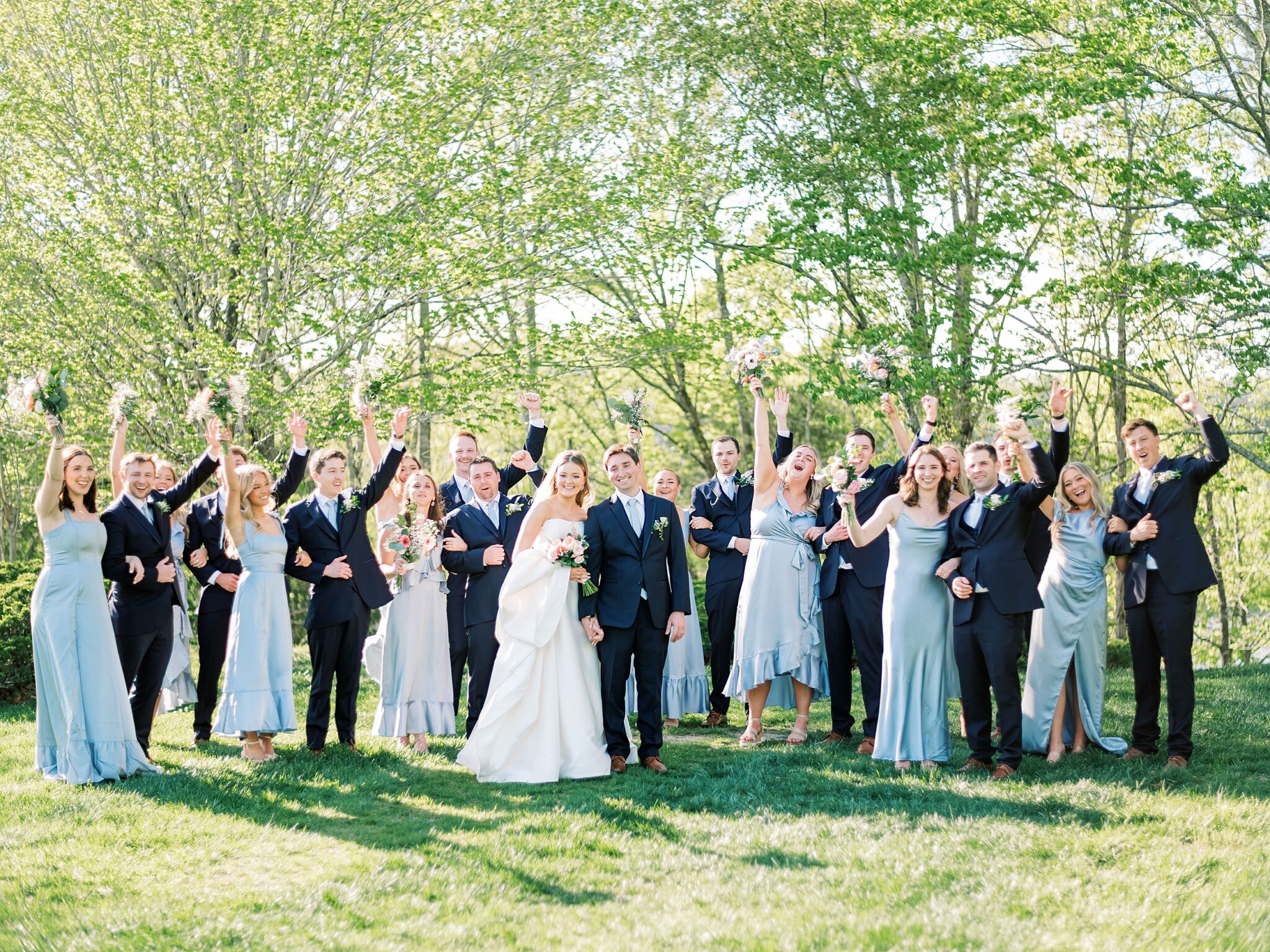 bridal party group photo at Lake House wedding venue Piney Flats TN