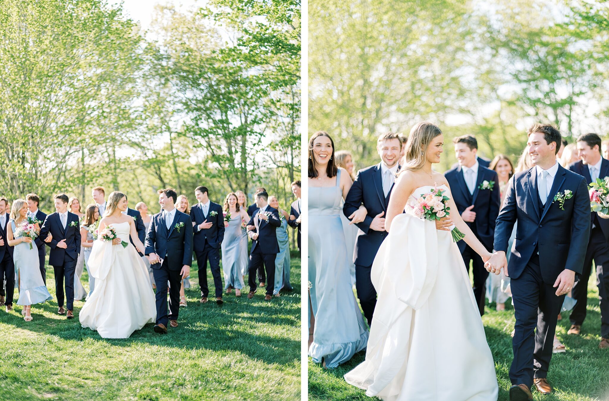bride and groom with bridal party at Lake House wedding venue