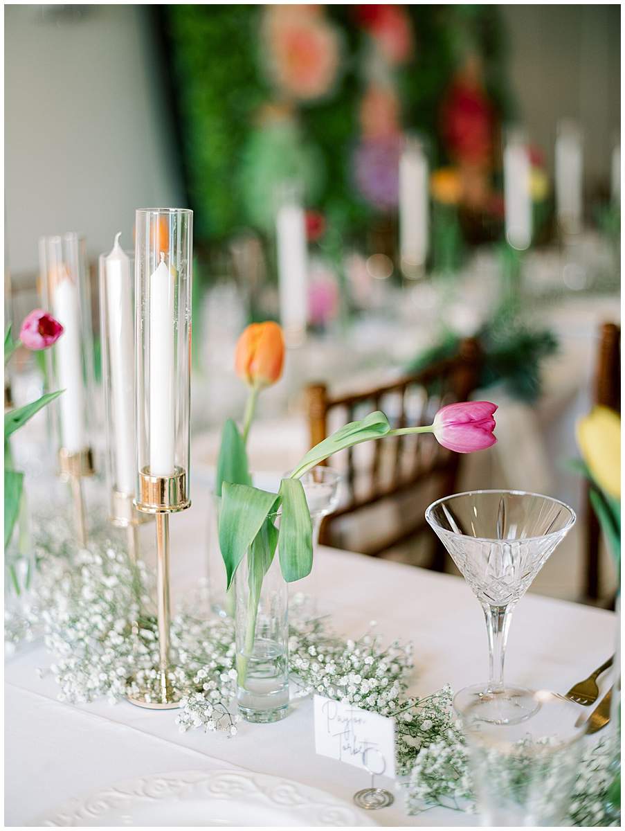 reception dinner setup at Lake House wedding venue Boone Lake