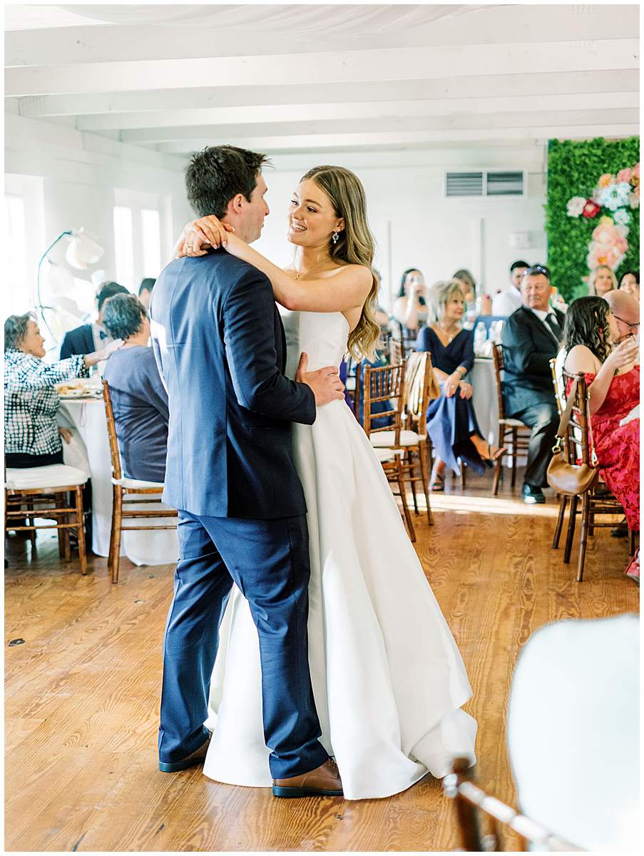 romantic first dance at Lake House wedding venue Boone Lake