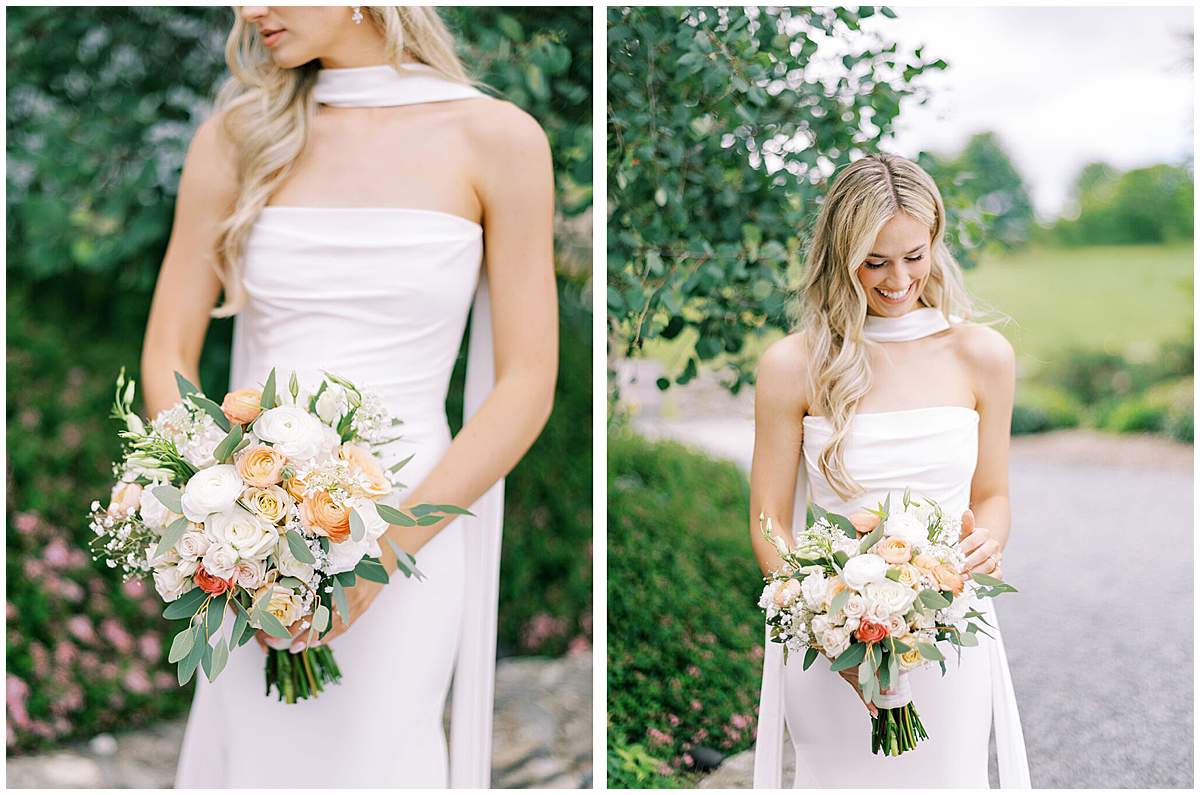 bridal portraits overlooking mountains nc