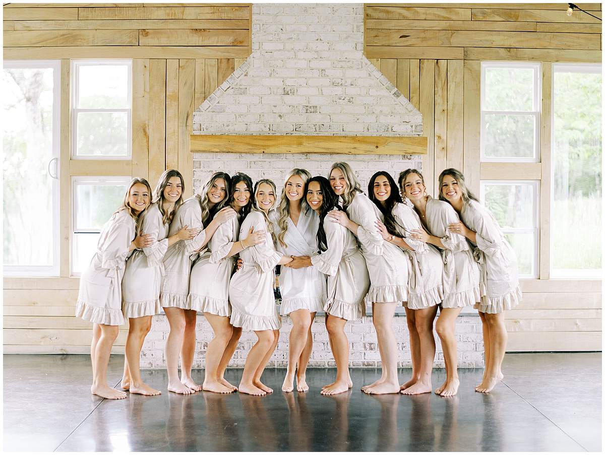 bridesmaids getting ready barn venue