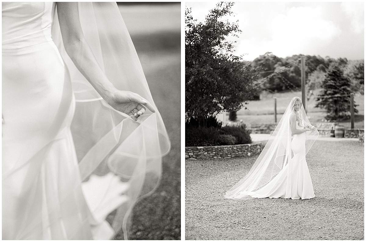 bridal portraits at overlook barn nc wedding venue