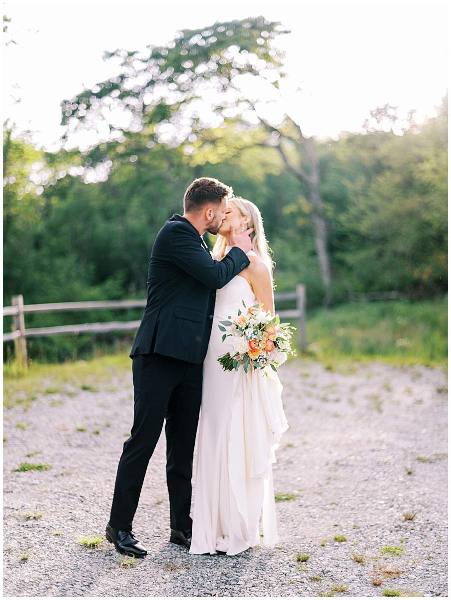 romantic sunset at overlook barn wedding 