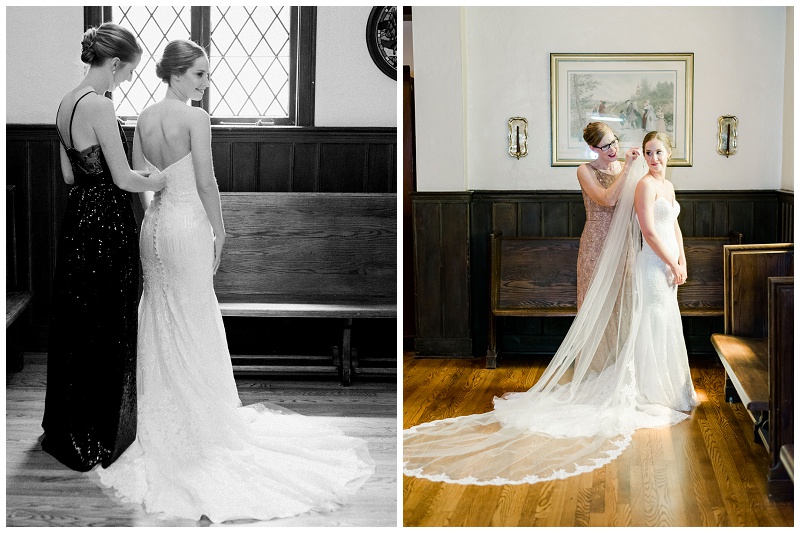 bride getting ready in natural window light