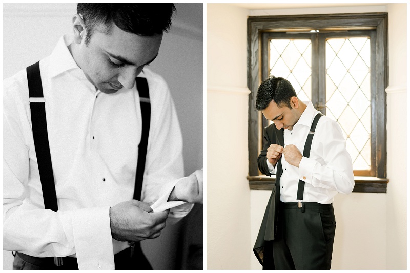 groom fastening cuff links