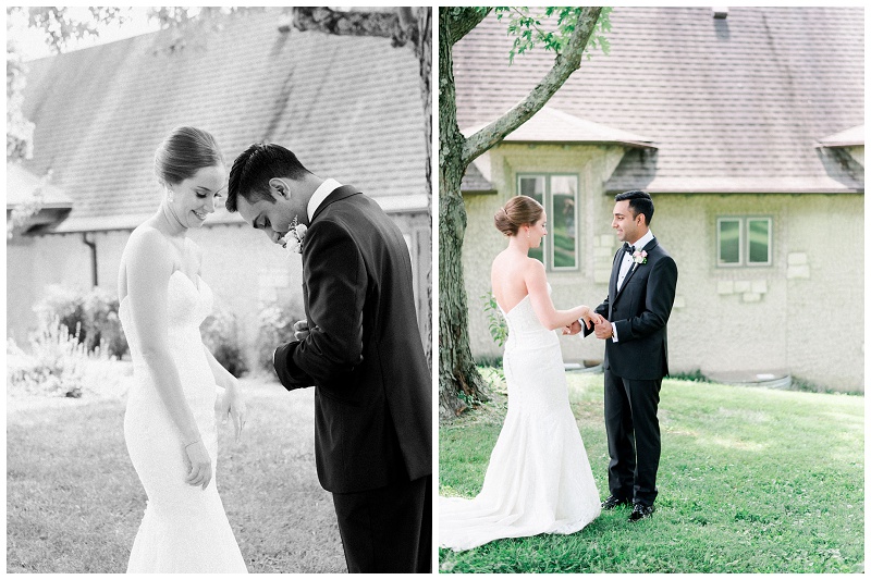 bride and groom holding hands 