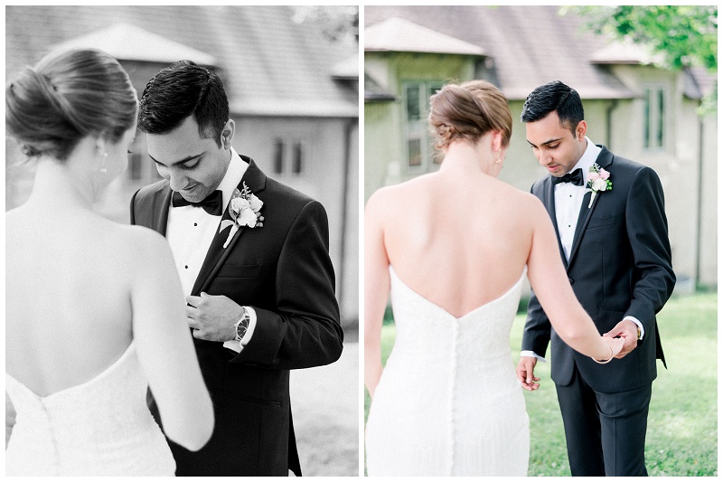 bride and groom first look on their wedding day