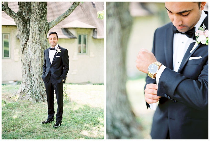 groom portrait in black tuxedo
