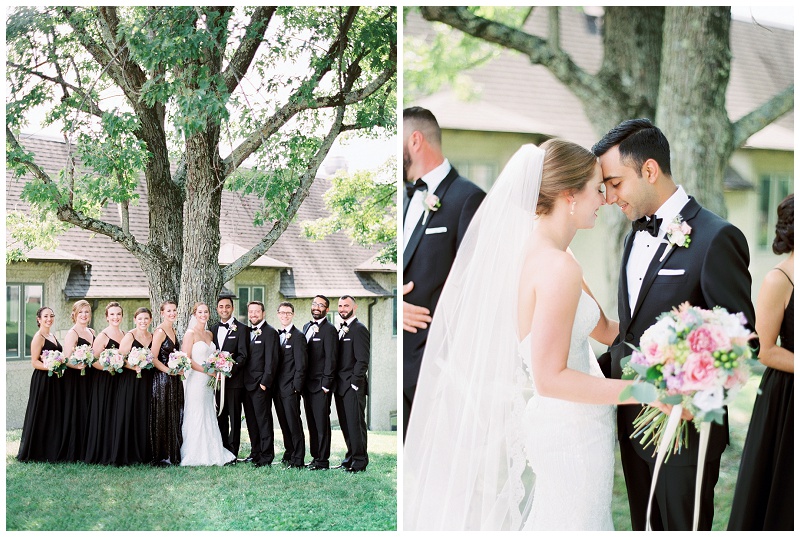 bridal party church steps group