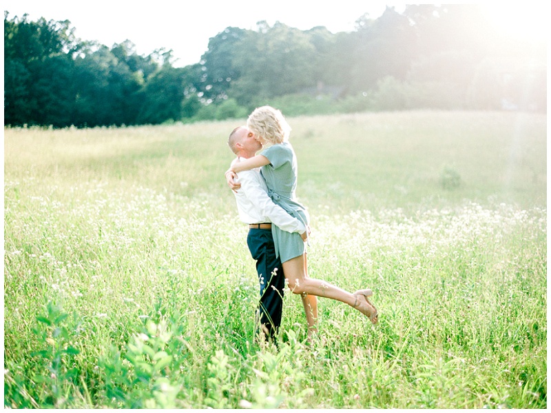 engagement photos in tall grass Knoxville Tennessee