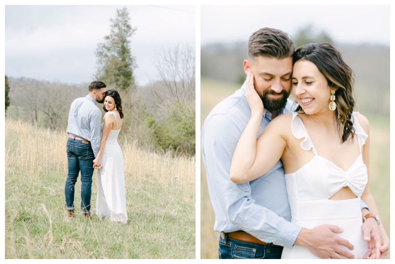 couple embracing summer field Johnson City TN couple embracing summer field Johnson City TN