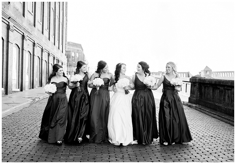 bridal party posing Old City Knoxville