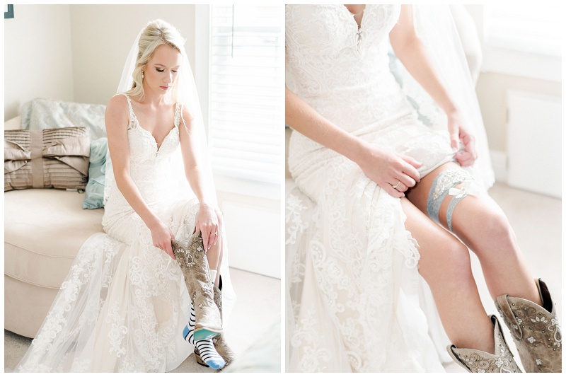 bride putting on dress Greeneville TN