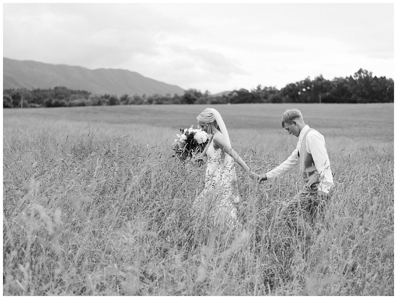 newlyweds mountain backdrop Tennessee