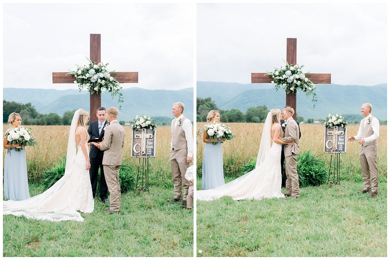 exchanging vows farm wedding Tennessee