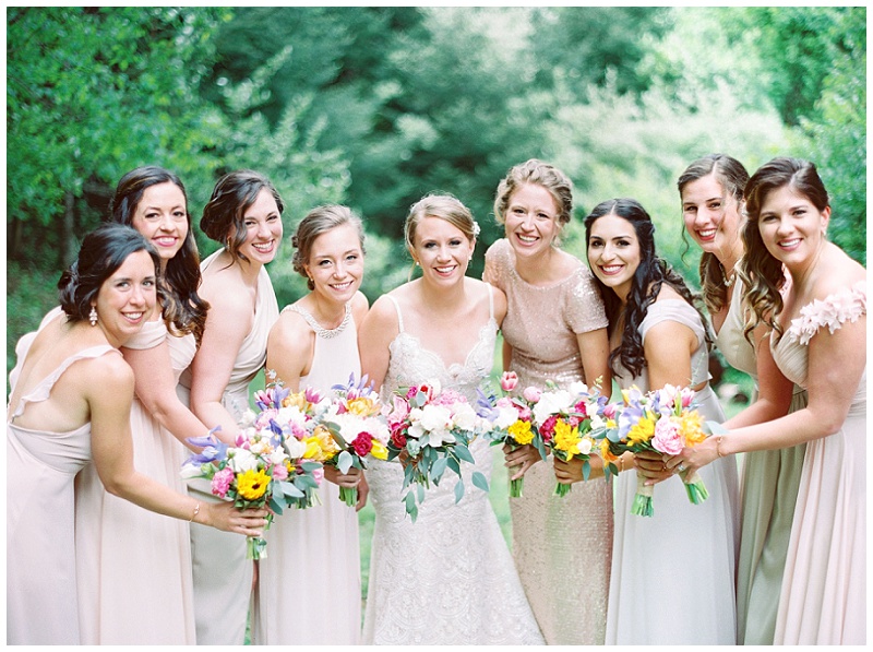 bridesmaids group photo Hidden River Events Asheville NC