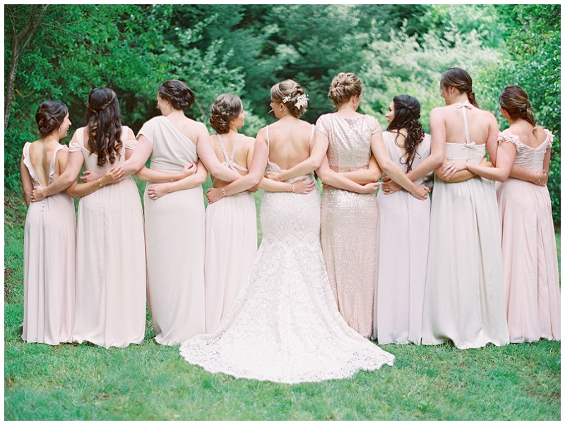bridal party laughing Hidden River Events