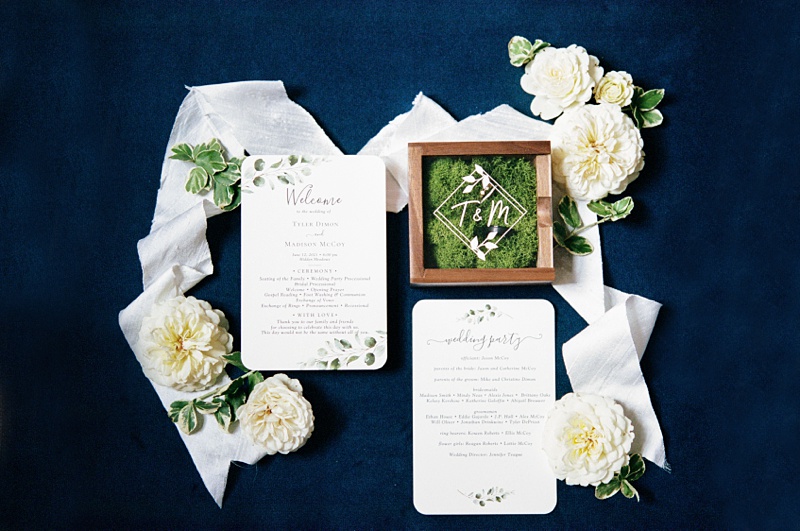 Hidden Meadows wedding invitation suite Afton TN