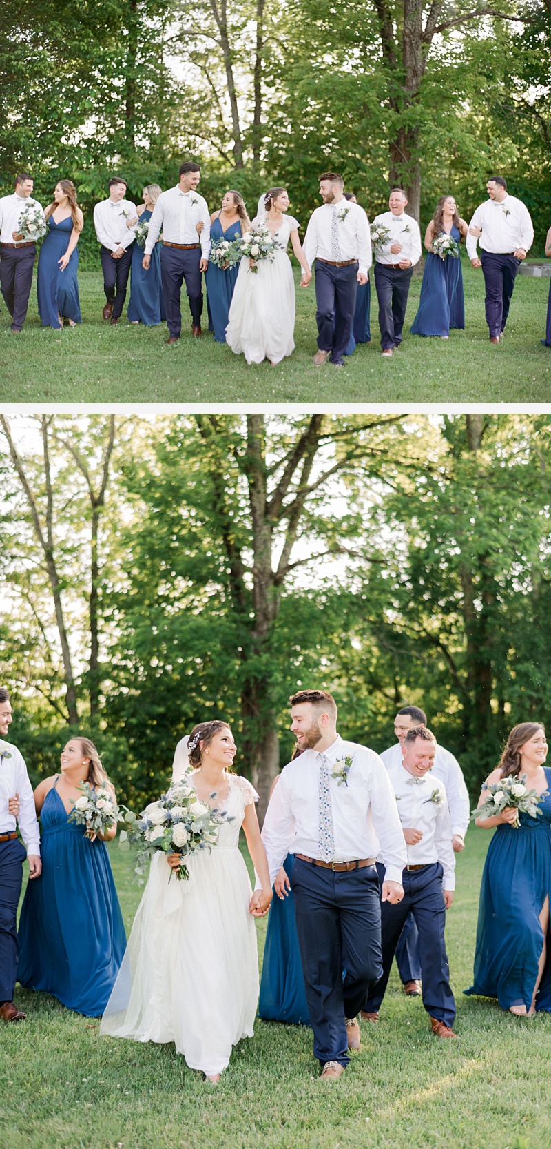 bridesmaids and groomsmen outside barn Hidden Meadows