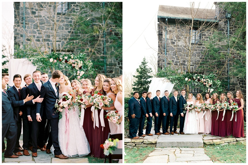 bridesmaids and groomsmen laughing Anna & Chandler