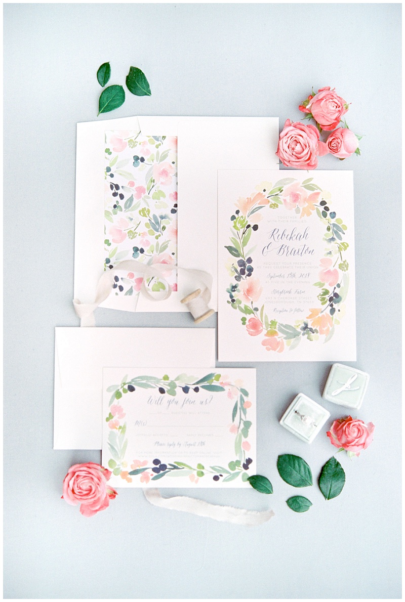 wedding detail flat lay Tri-Cities TN wedding photographer