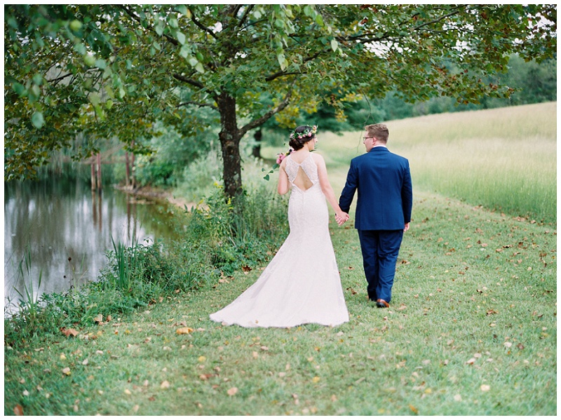 couple walking together East Tennessee wedding