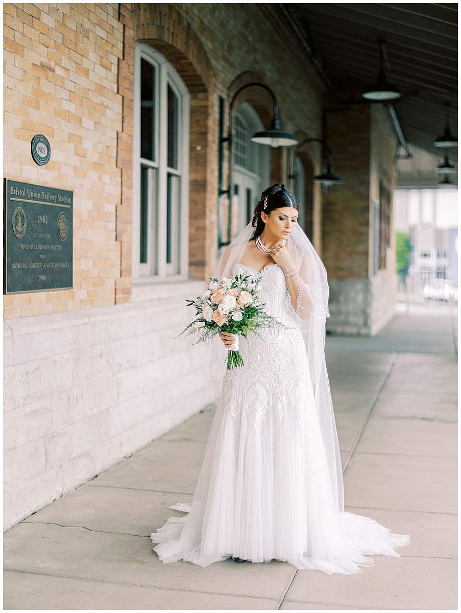 bride portrait Bristol Train Station