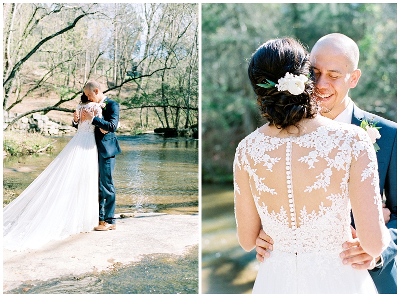 groom seeing bride first look wedding day Charlotte NC