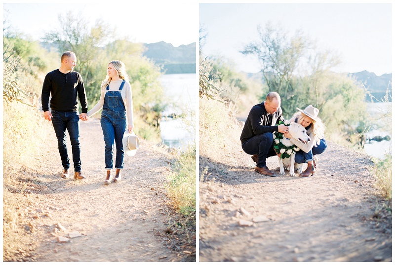 Arizona desert engagement photos with saguaro cactus