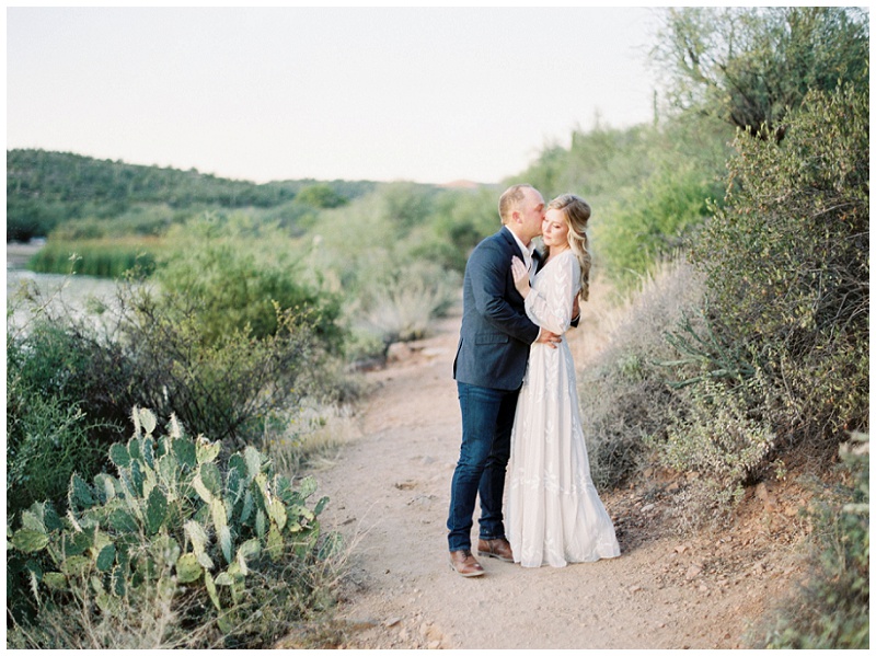 desert engagement session with cactus Arizona couple