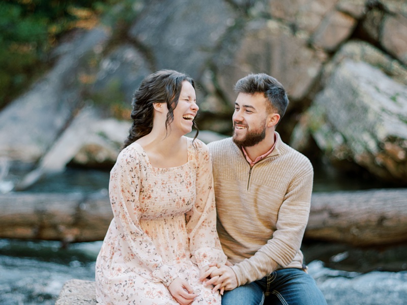 Banner Elk engagement photos golden hour mountains