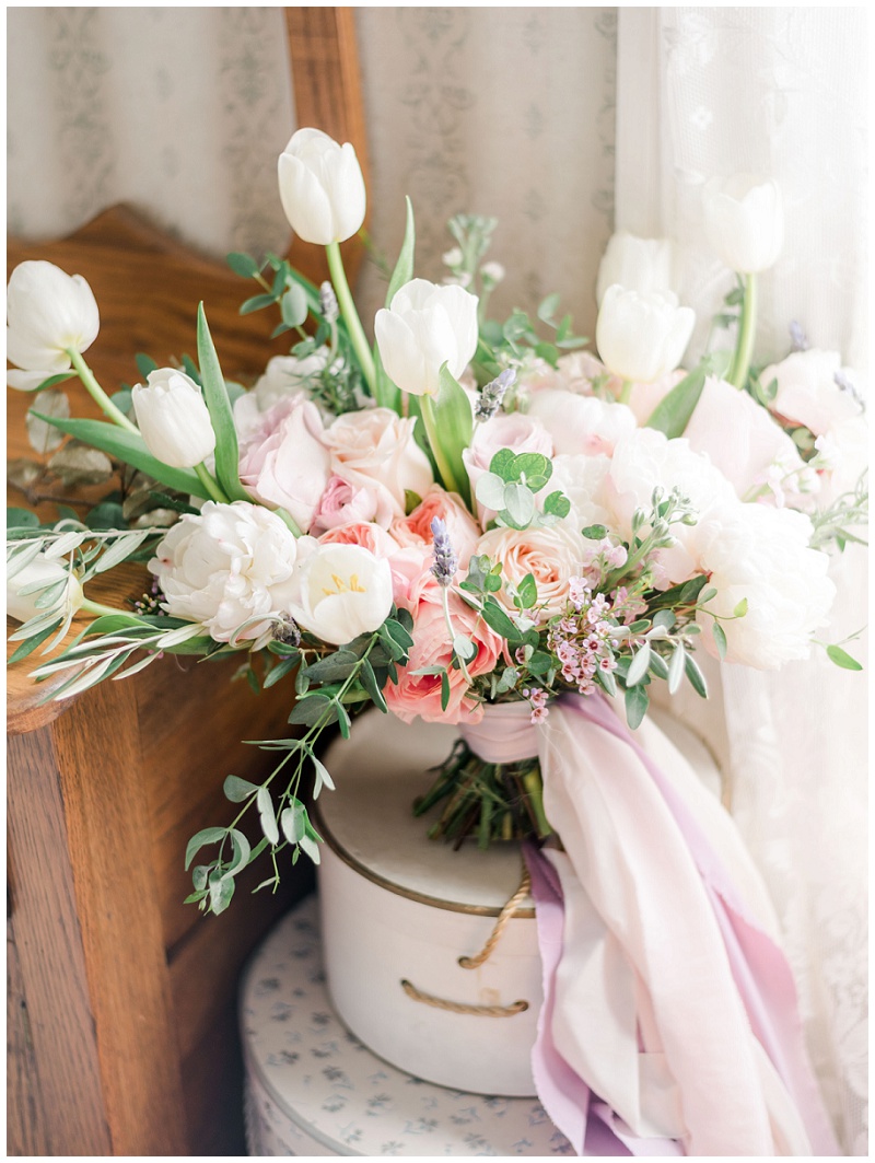 bridal bouquet blush purple florals Tennessee wedding