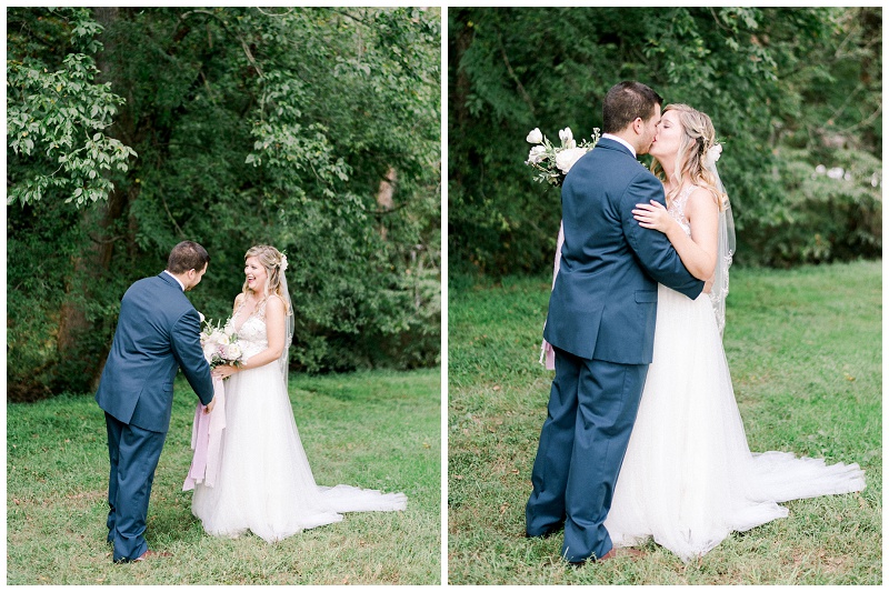 bride and groom portrait East Tennessee barn wedding