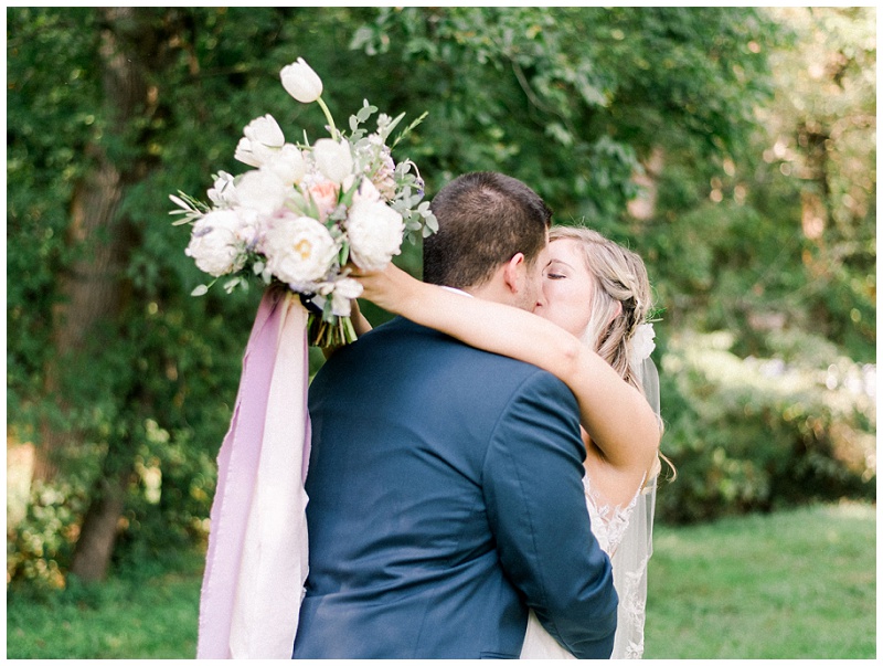 romantic couple kiss Greeneville TN wedding photos