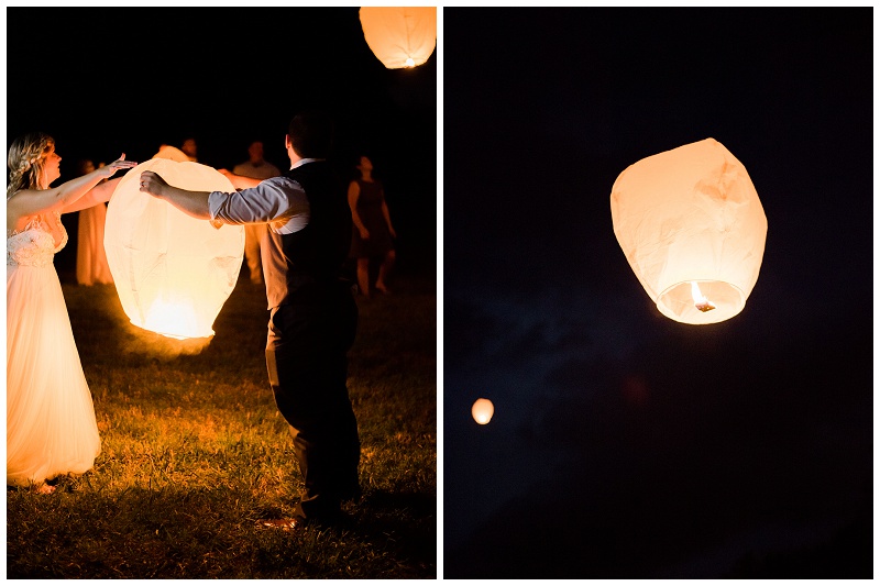 glowing lantern send off Tennessee wedding