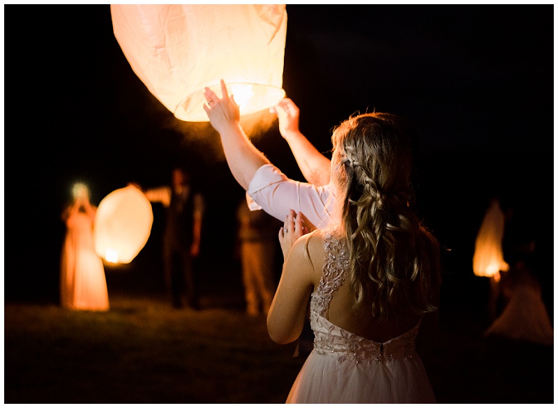 glowing lantern send off East Tennessee wedding