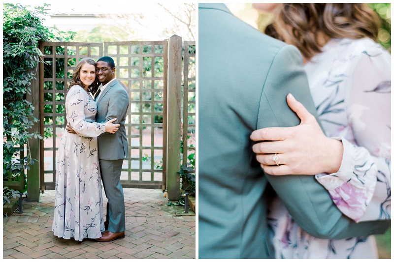 couple engagement photos charlotte nc floral garden setting