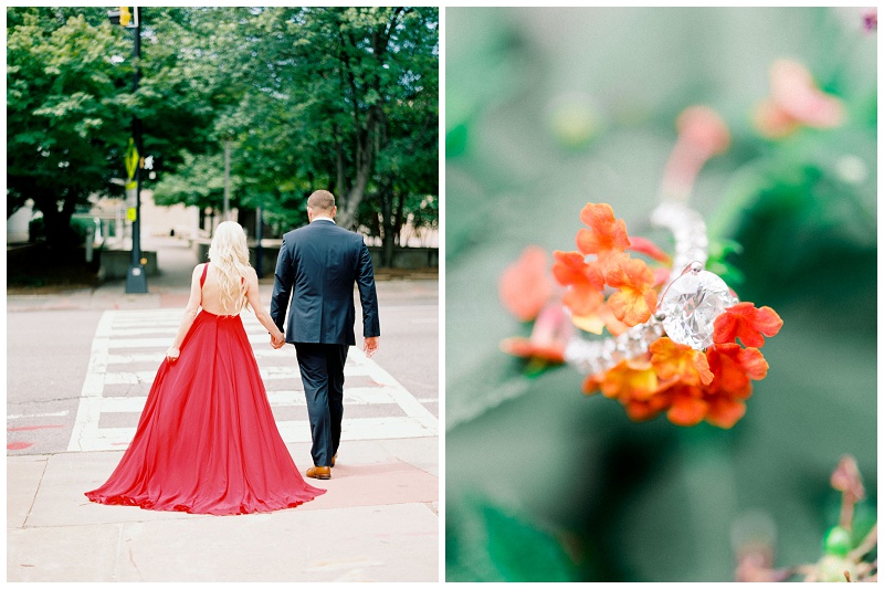 romantic city engagement session charlotte nc uptown skyline views